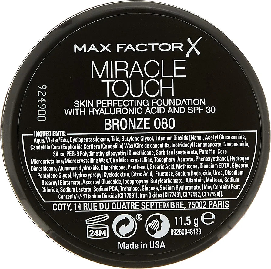 MAX FACTOR MIRACLE TOUCH SKIN SMOOTHING FOUNDATION 080 BRONZE