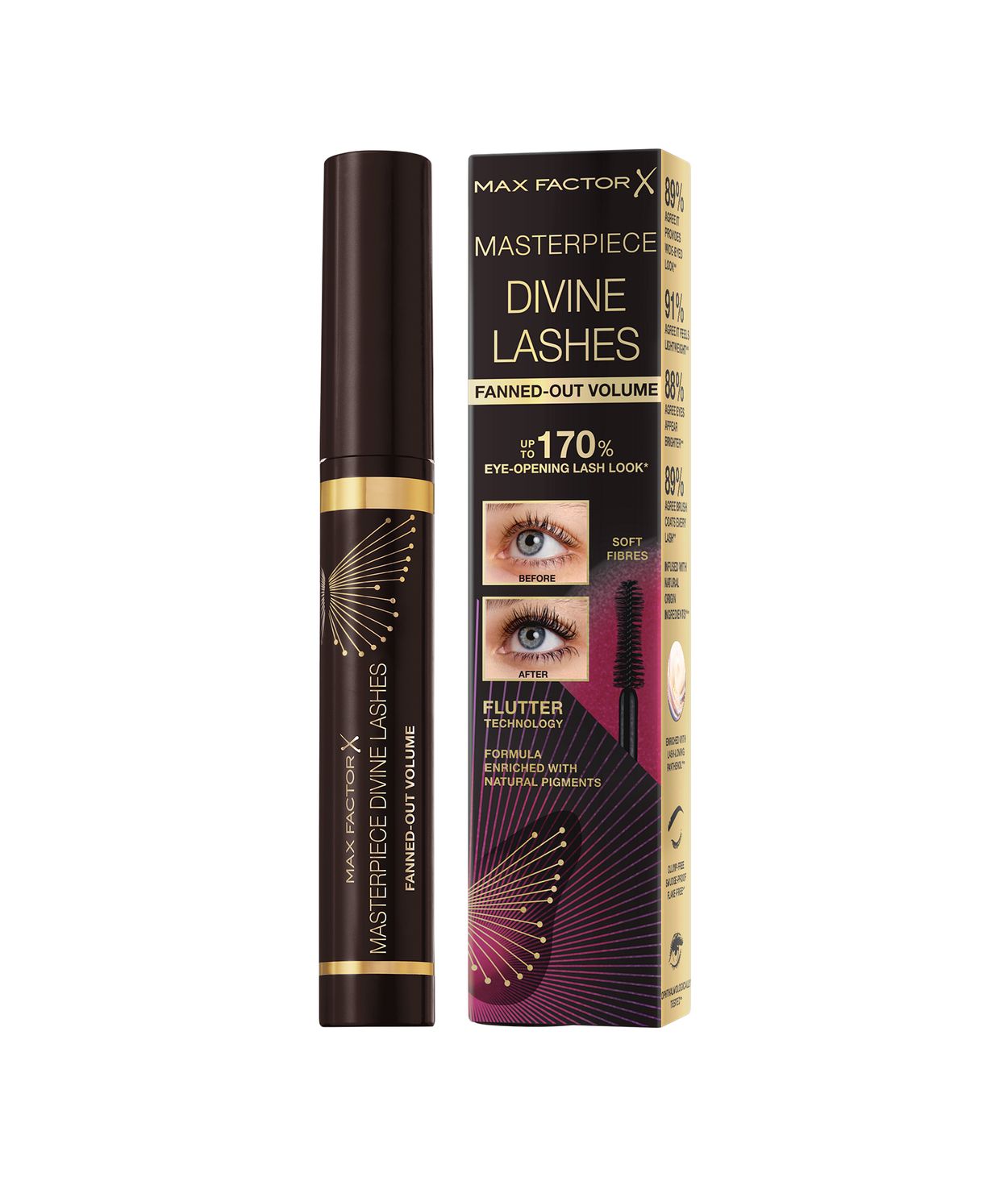 Max Factor Devine Lashes Fanned Out Volume Mascara - RICH BLACK