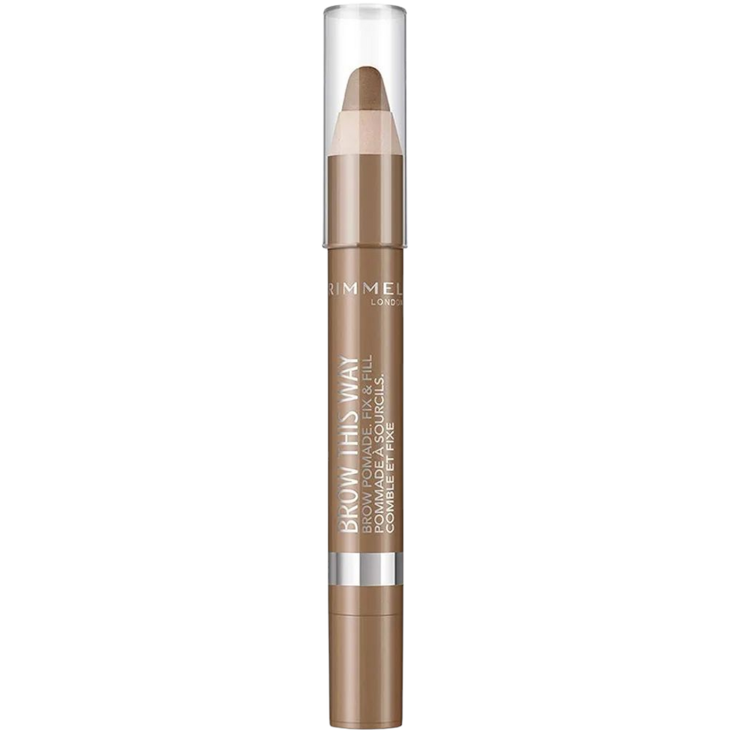 Rimmel London Brow This Way Brow Pomade Fix & Fill, Soft Brow Crayon, Medium Brown, 3.25 g