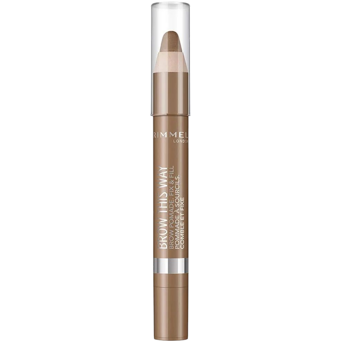 Rimmel London Brow This Way Brow Pomade Fix & Fill, Soft Brow Crayon, Medium Brown, 3.25 g