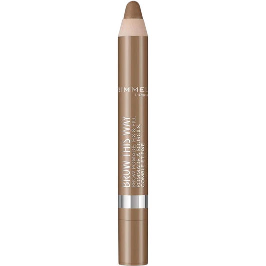 Rimmel London Brow This Way Brow Pomade Fix & Fill, Soft Brow Crayon, Medium Brown, 3.25 g